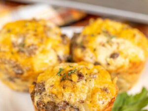 Rotel Sausage Hash Brown Muffins